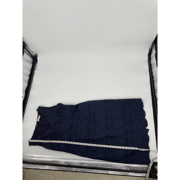 Tory Burch Womens Size 12 Lace Sleeveless Sheath Dress Navy Blue Formal Cocktail - Picture 6 of 8